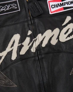 Aimé Leon Dore ALD / Vanson Distressed Leather Moto Jacket><noscript><img width=