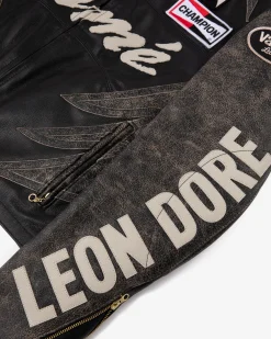 Aimé Leon Dore ALD / Vanson Distressed Leather Moto Jacket><noscript><img width=