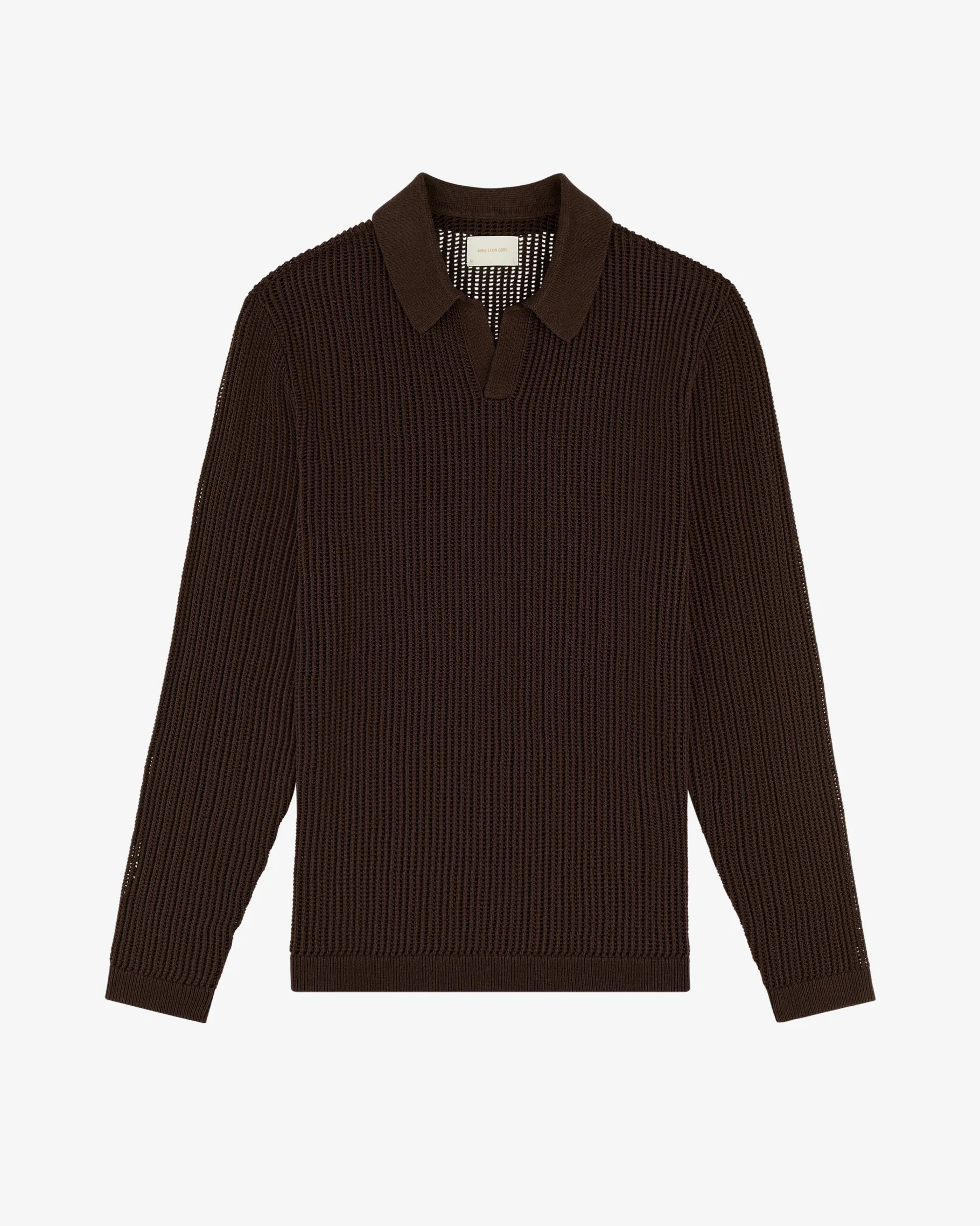 Aimé Leon Dore Long-Sleeve Mesh Knit Polo> Sweaters