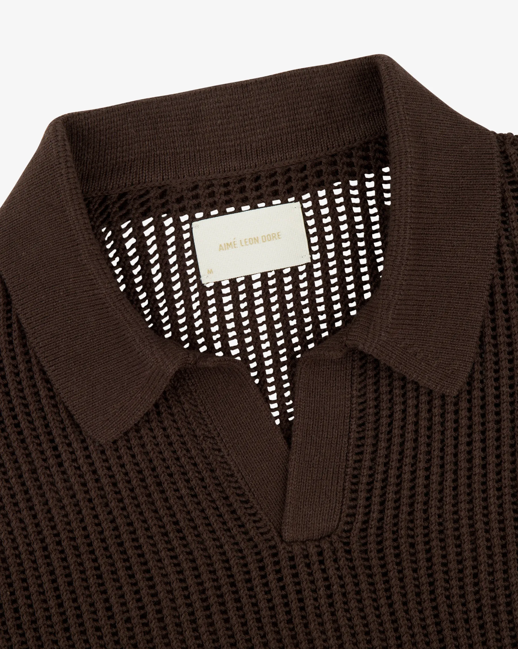Aimé Leon Dore Long-Sleeve Mesh Knit Polo> Sweaters