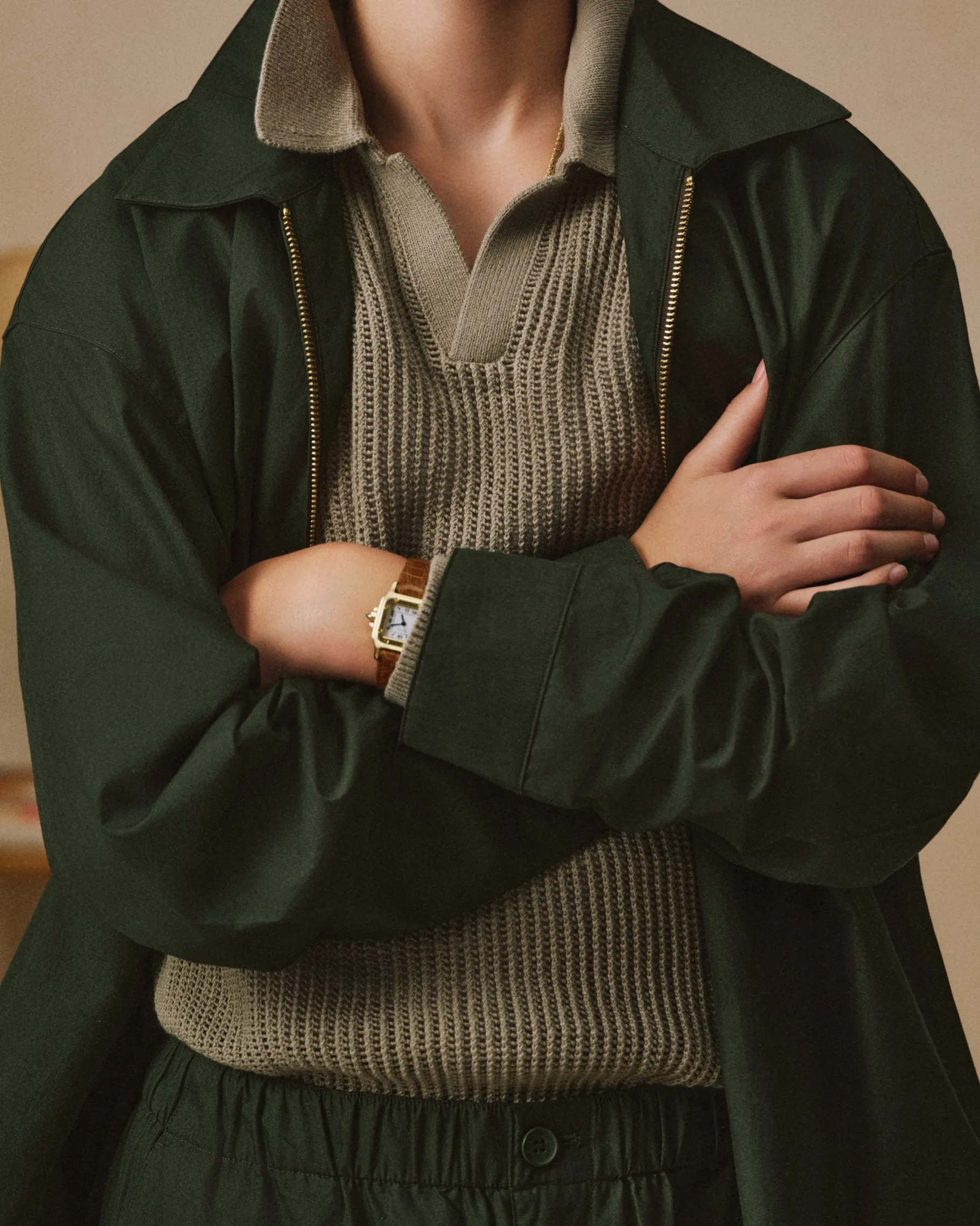 Aimé Leon Dore Long-Sleeve Mesh Knit Polo> Sweaters