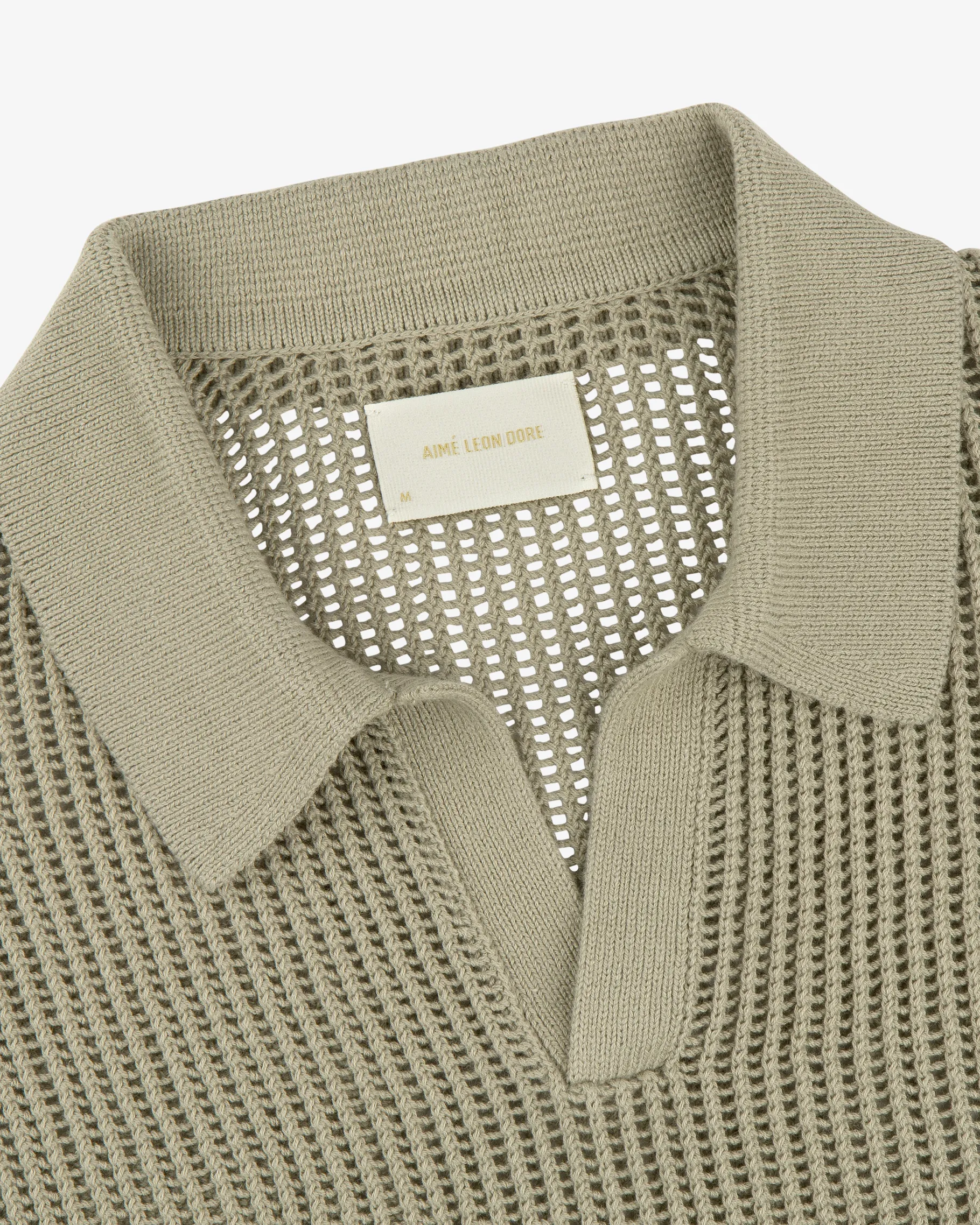Aimé Leon Dore Long-Sleeve Mesh Knit Polo> Sweaters