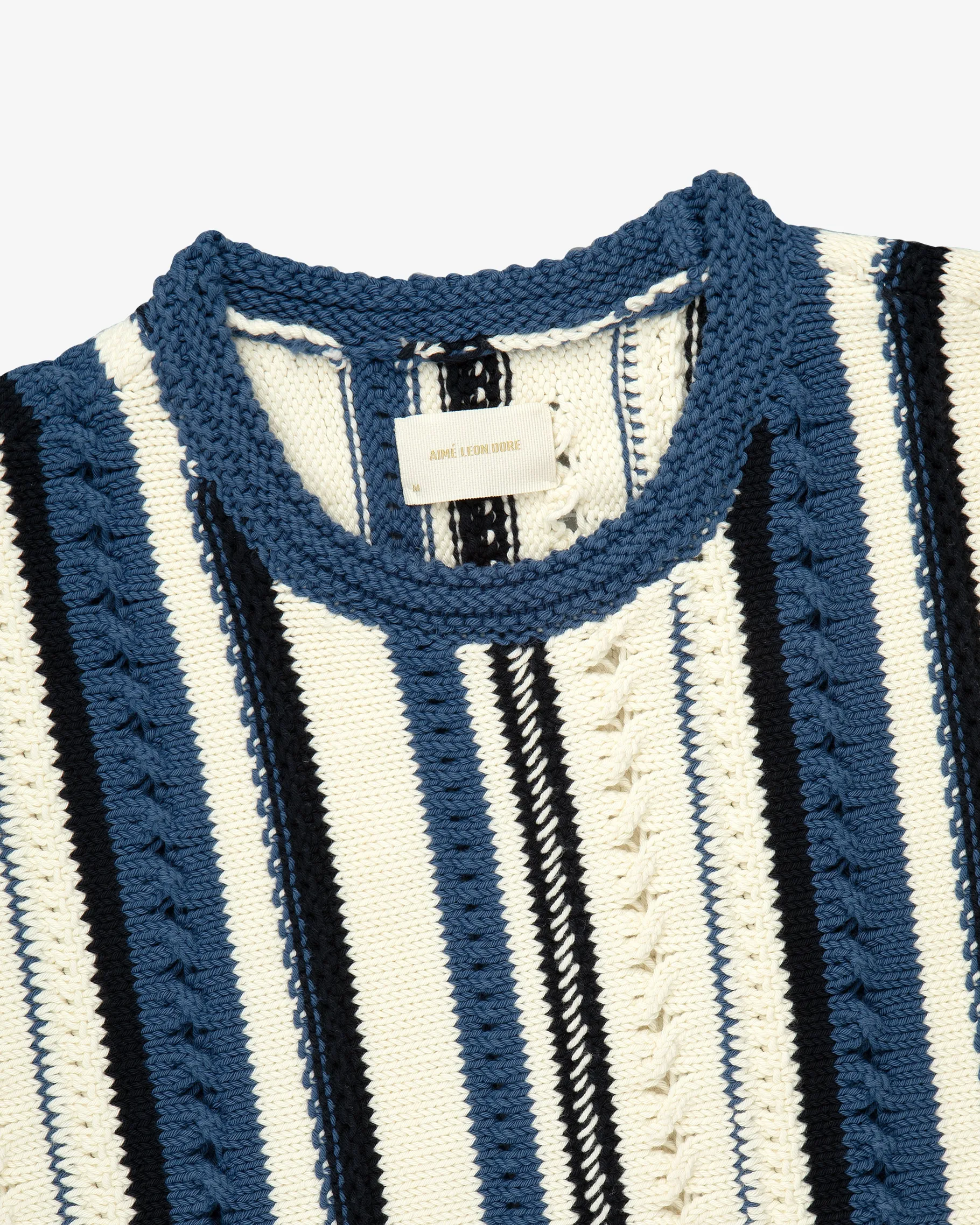 Aimé Leon Dore Striped Eyelet Crewneck Sweater> Sweaters