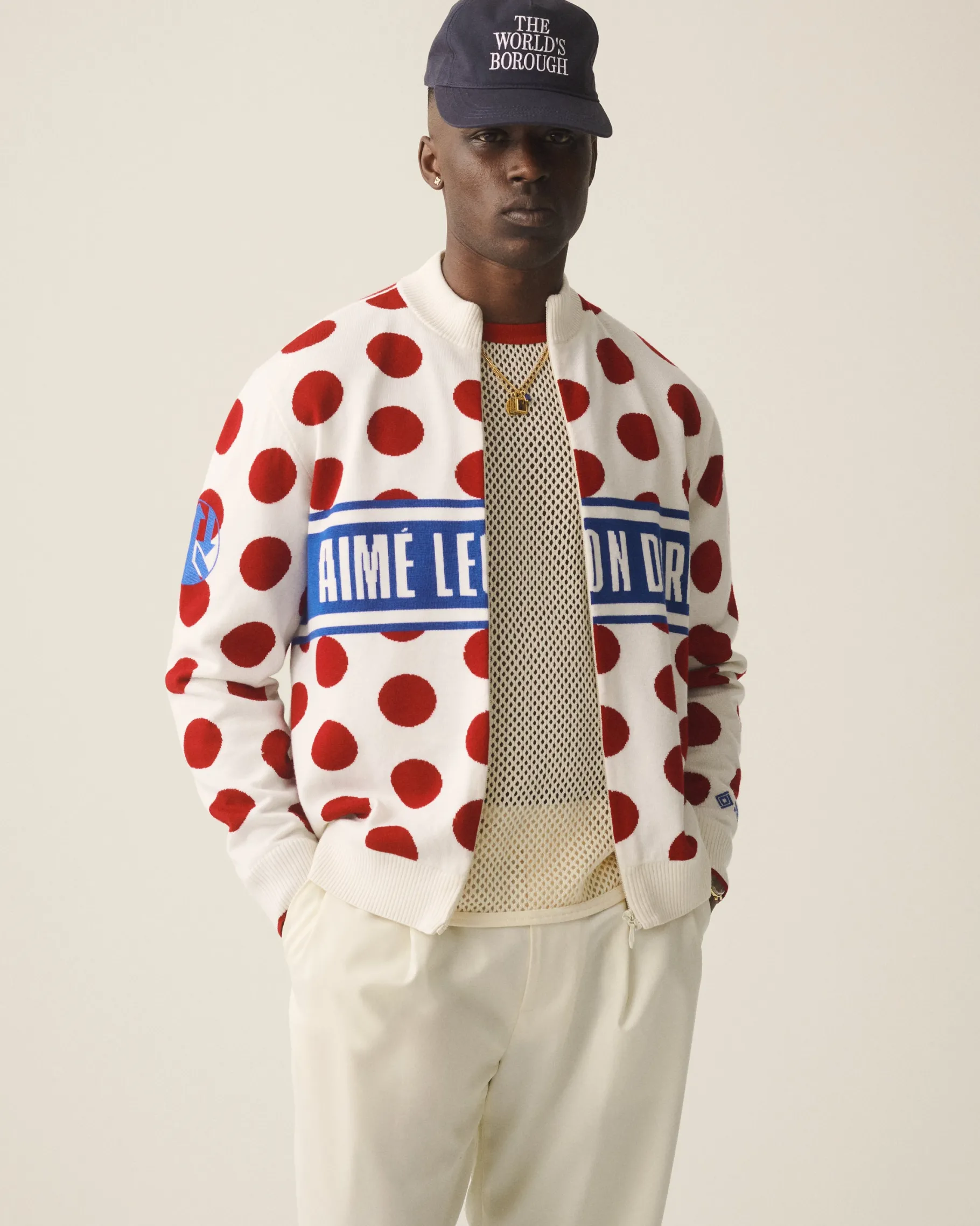 Aimé Leon Dore WINDSTOPPER® Polka Dot Knit Cycling Jersey by GORE-TEX LABS> Sweaters